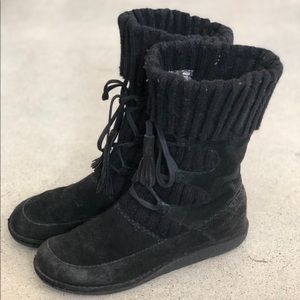 Black Suede Moccasin style Boots size 9